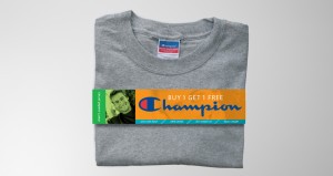 Men's Champion t-shirt packaging design