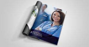 Healthcare rebranding magazine ad